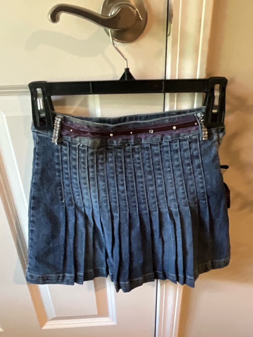 NWT Wearever Girls Denim Pleated Mini Skirt in Dark Blue size 8